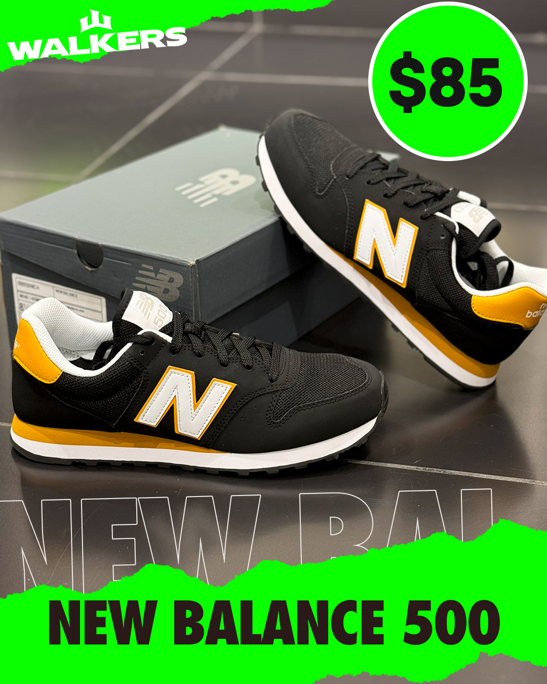New Balance  500 Negro Amarillo